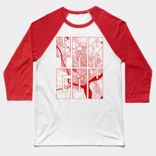 Yangon, Myanmar City Map Typography - Oriental Baseball T-Shirt